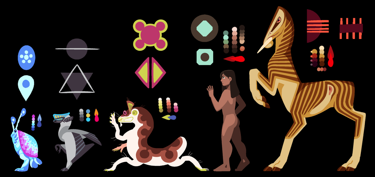 JayRock5858's tweet photo. Update of an old graphic. The aliens in Runaway to the Stars were designed like characters in a lineup, I wanted them all to feel very distinct from each other. https://t.co/LHEZvYLKp0