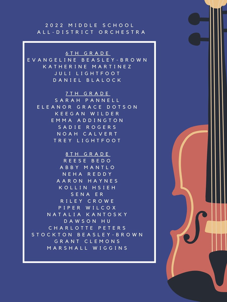 Congratulations to the 25 BGJHS Strings students that made it into the 2022 Middle School All-District Orchestra! <a href="/BGJHS/">Bowling Green Jr. High School</a> <a href="/BGISD/">Bowling Green Independent Schools</a>