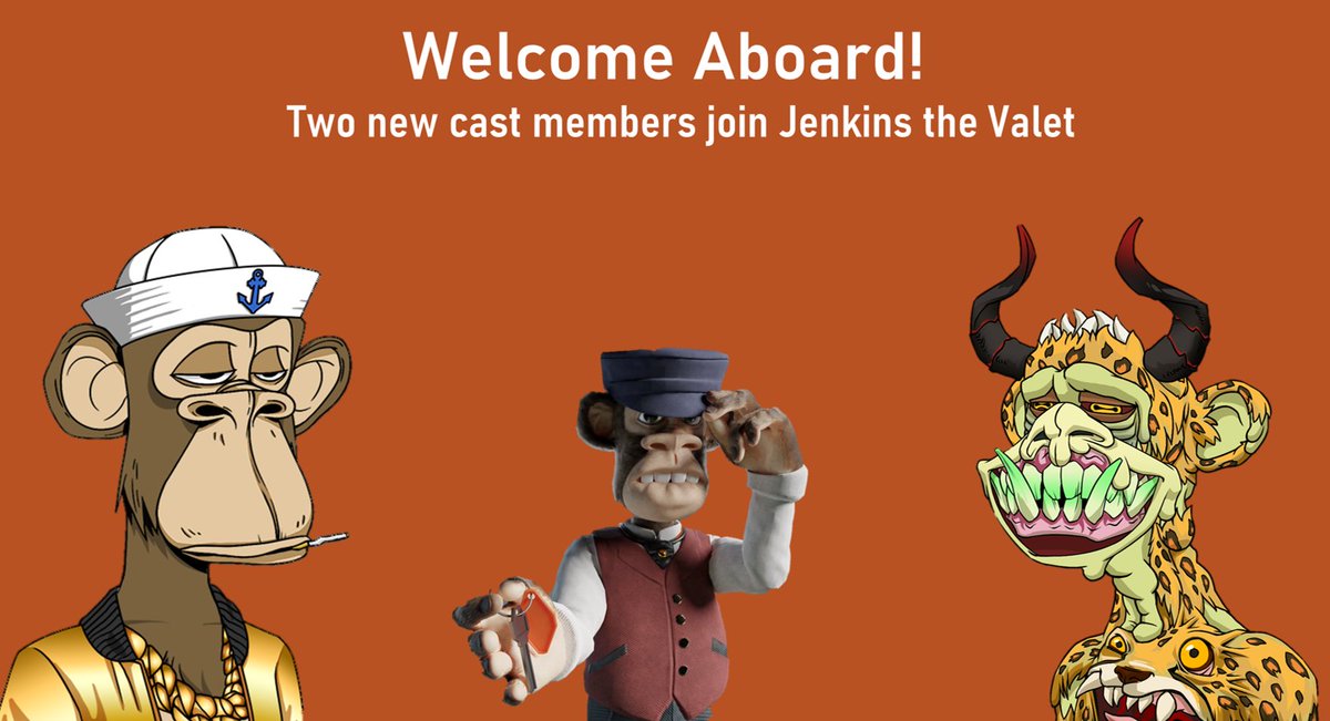 royking3's tweet photo. Congrats to @ledoluna on licensing two Apes in the Jenkins tell-all book about the #BAYC.  Thank you for being super easy to work with and honored to help develop these characters.  Less than 1 week left for Ape owners to claim their share of royalties! https://t.co/McUBAakFb3