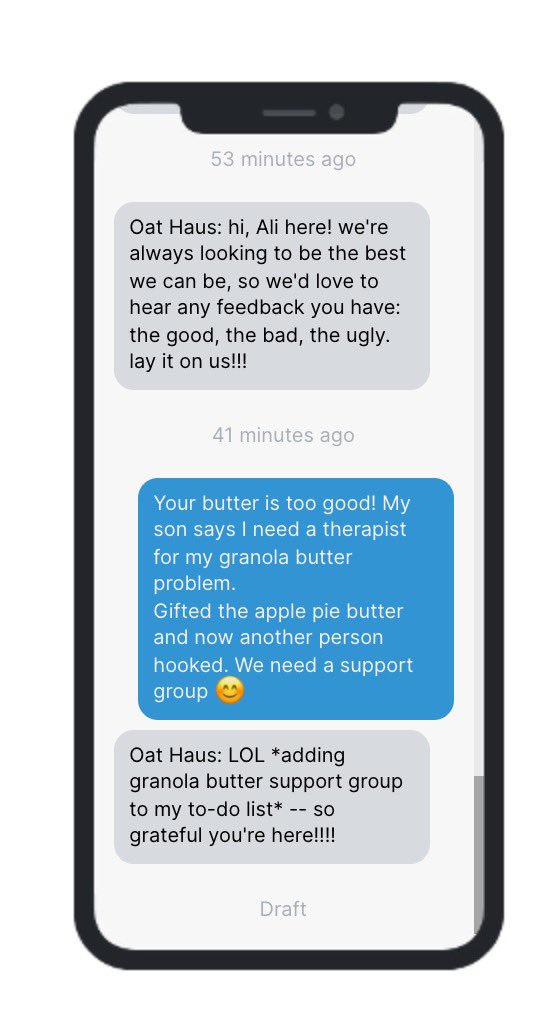 ali_bonar's tweet photo. been playing around with using sms as a community building tool (ie asking for feedback, starting conversations) rather than straight selling 24/7. cc @rianasingh_ https://t.co/LPPOutXWiy