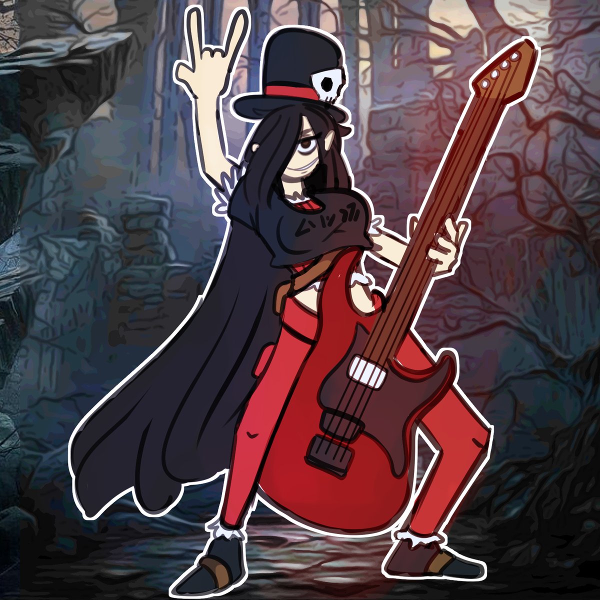 OddSeadog's tweet photo. Playing Curse of Strahd tonight, this is my bard, Scarlet! she's pumped! https://t.co/BwfcuW74Sg