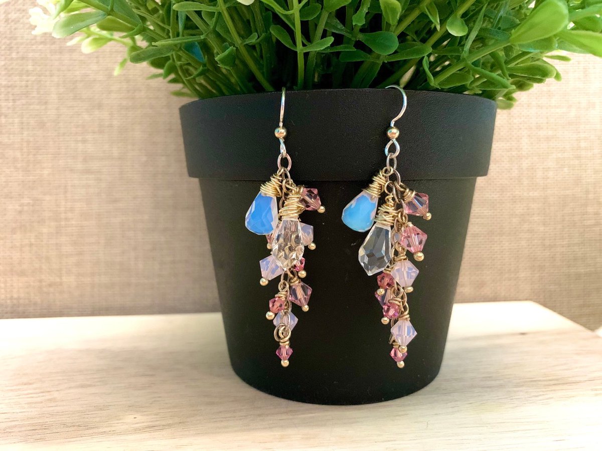 sparkling_bead's tweet photo. Excited to share this item from my #etsy shop: Pink Swarovski and Opalite Casacde Earrings, Pink Bridal Earrings https://t.co/Kdh37hkkXh https://t.co/ozHWkyi5id
