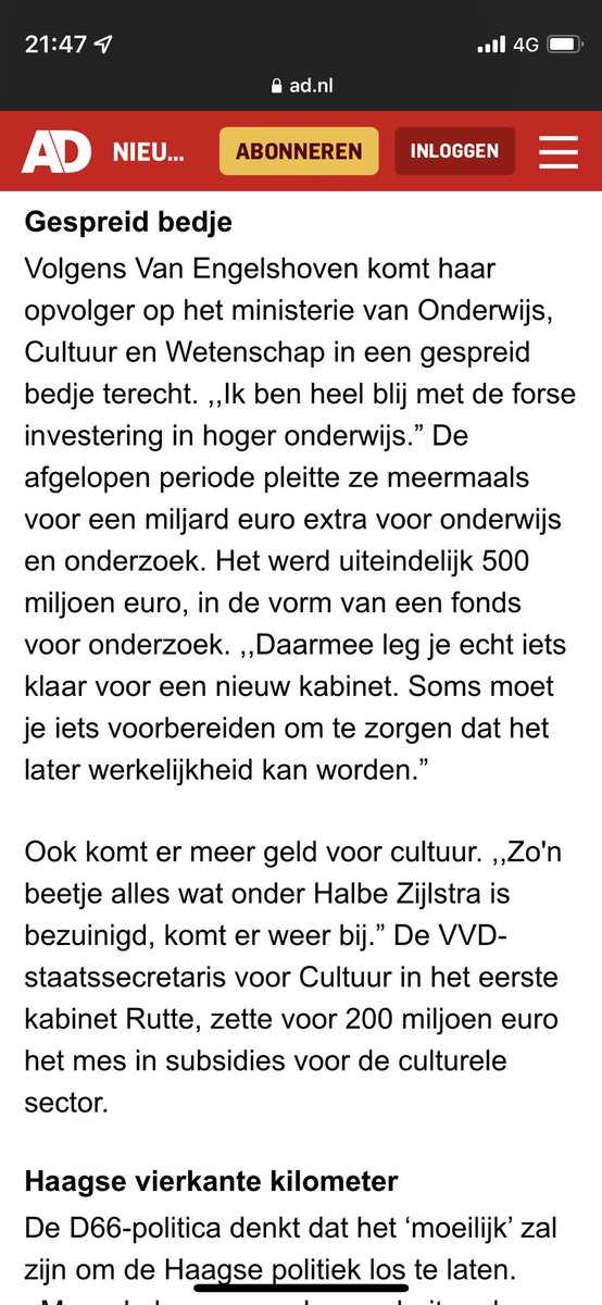 Aangeven dat je opvolger in een gespreid bedje terecht komt terwijl je hele sector nog aan het branden is, is precies de naïviteit waarmee ze het politieke toneel zonder applaus mag verlaten.