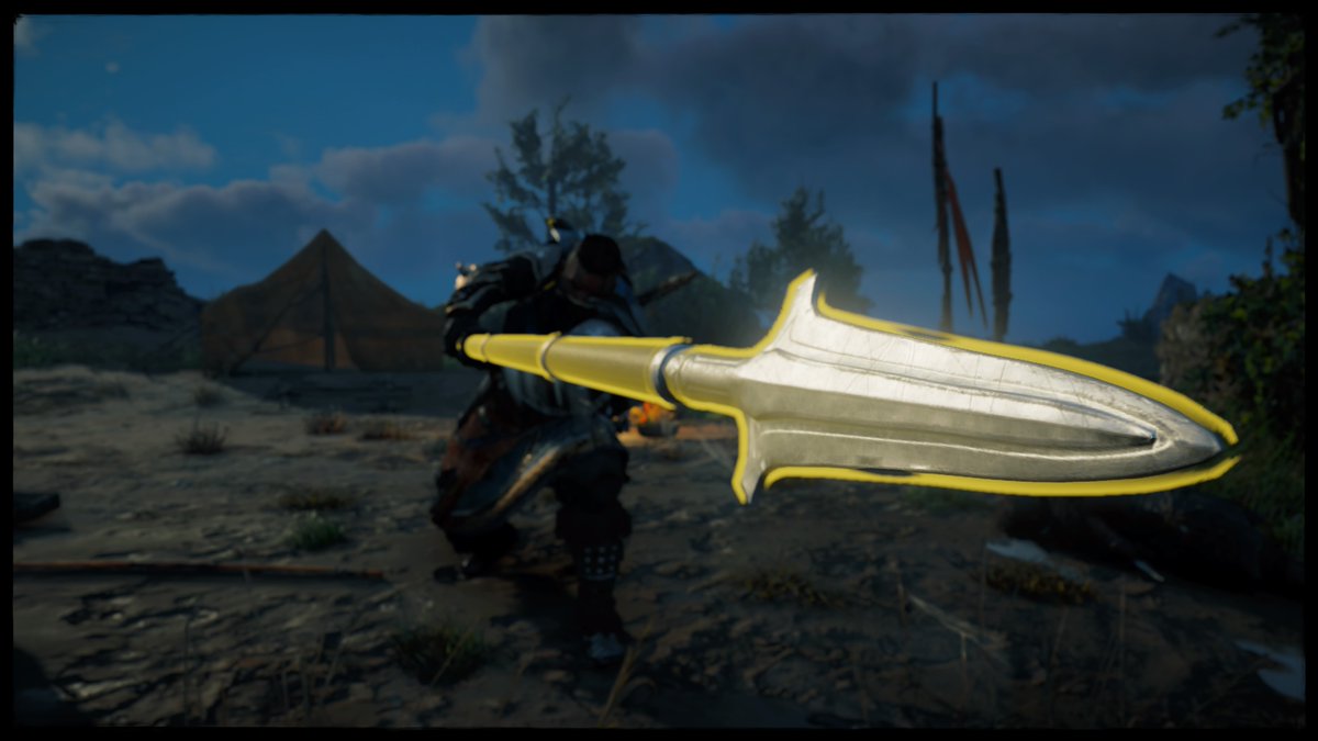 JAG3371's tweet photo. The spear of Leonidas #PS5Share, #AssassinsCreedValhalla #sony #capturemode #PS5 #photo #photography #virtualphotography #weapon #spartan https://t.co/P8wf6i3HE1