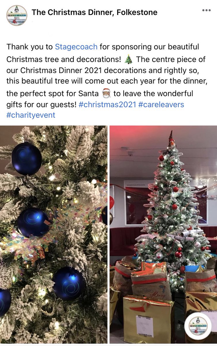 A big thank you to <a href="/StagecoachSE/">Stagecoach South East</a> for the donation to support our Care Leavers Christmas Day! A wonderful tree and baubles to create a magical atmosphere #christmasmagic #careleavers #thechristmasdinners