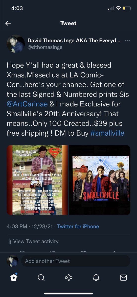 Smallville Fan..Here’s your Chance to Get Some of the Last Exclusive Prints Sis and I did for it’s 20th Anniversary. 20% off…Plus Free Shipping. ONLY $39 PLUS FREE SHIPPING. Much Appreciated and Much Love. #smallville #smallvillefan #smallville20thanniversary