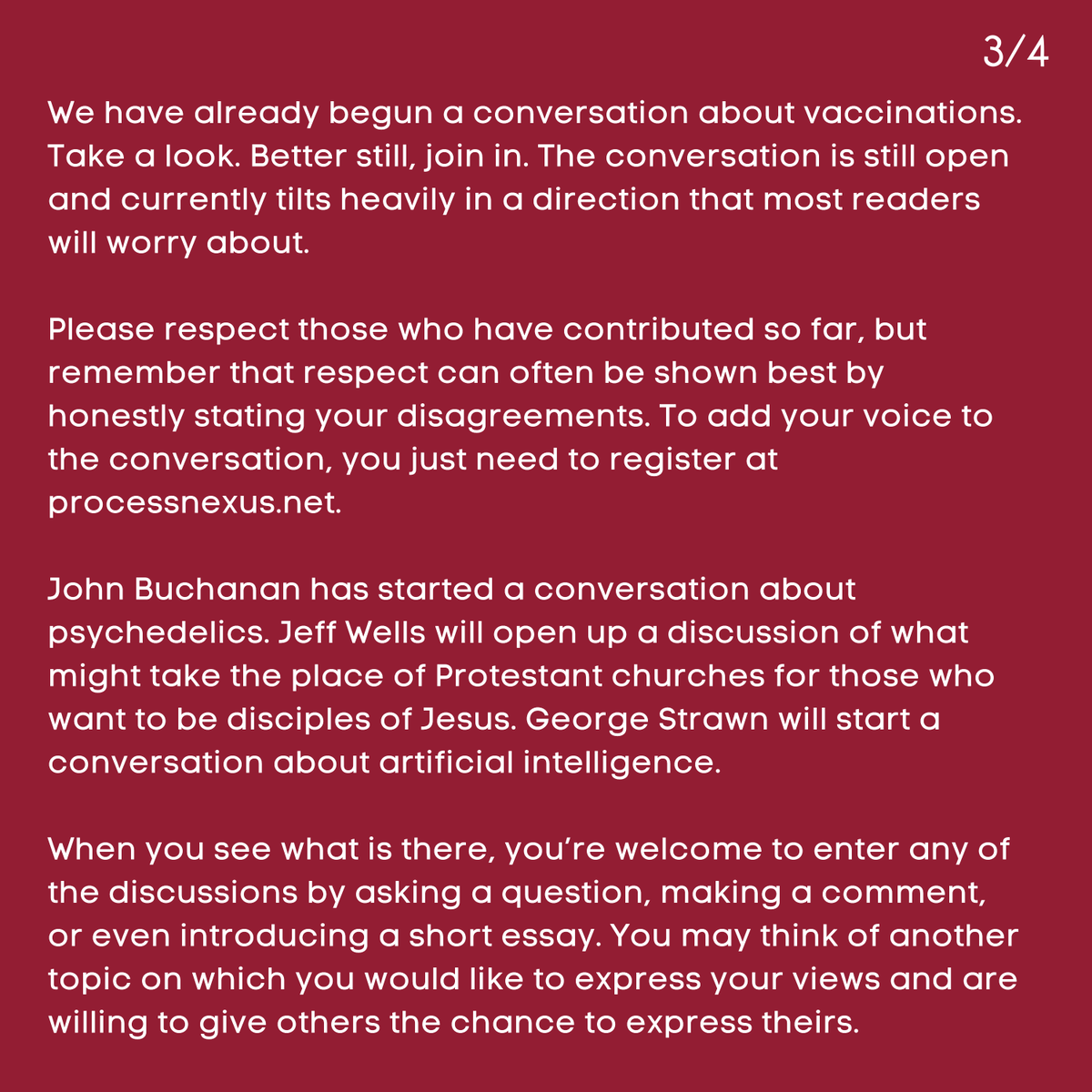 CIC4Process's tweet photo. SPECIAL MESSAGE FROM JOHN COBB
Join the movement today at https://t.co/qW748tBzfL
#CriticalConversations #ClaremontProcessNexus #ProcessMovement #ProcessThought #ProcessParty https://t.co/L3xA02qUWN