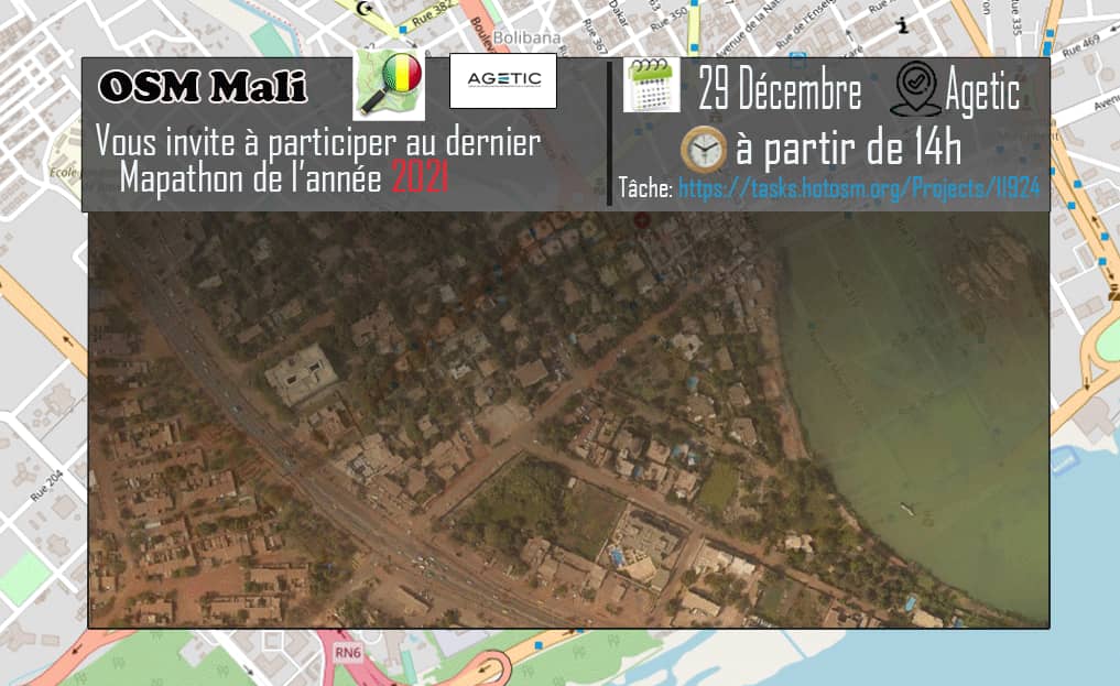 Nathalie SIDIBE🇲🇱❤✊💪 (@honorable_nath) on Twitter photo <a href="/OSM_Mali/">OpenStreetMap Mali🇲🇱</a> organise son dernier Mapathon de 2021 demain à partir de 14h GMT à l' @agetic_officiel sis à L'ACI2000 de #Bamako.
Nous vous invitons à y participer & vous en remercions d'avance🙏
tasks.hotosm.org/projects/11924
#Map4Mali #OpenStreetMap #Map4Resilience <a href="/hotosm/">Humanitarian OpenStreetMap Team</a> <a href="/TheMissingMaps/">Missing Maps</a> <a href="/OSM_Mali/">OpenStreetMap Mali🇲🇱</a> organise son dernier Mapathon de 2021 demain à partir de 14h GMT à l' @agetic_officiel sis à L'ACI2000 de #Bamako.
Nous vous invitons à y participer & vous en remercions d'avance🙏
tasks.hotosm.org/projects/11924
#Map4Mali #OpenStreetMap #Map4Resilience <a href="/hotosm/">Humanitarian OpenStreetMap Team</a> <a href="/TheMissingMaps/">Missing Maps</a>