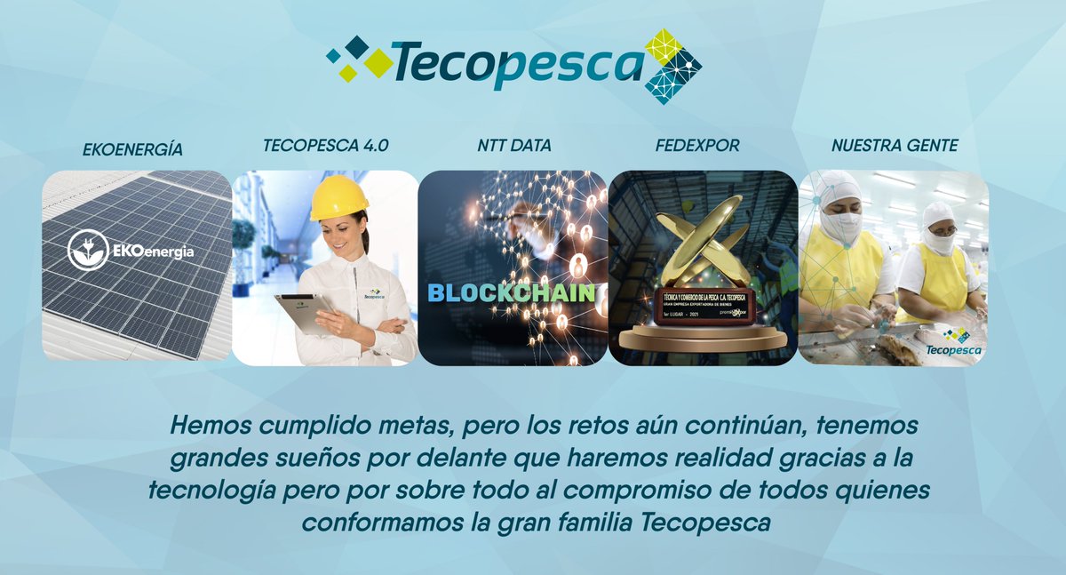 Tecopesca_CA's tweet photo. Nuestro compromiso es tan grande como los sueños, por ello gracias a nuestro equipo y a la tecnología de punta cumplimos con los más altos estándares de calidad en nuestros productos.
#tecopesca #calidad #ekoenergia #blockchain https://t.co/6cIYTi4jM8