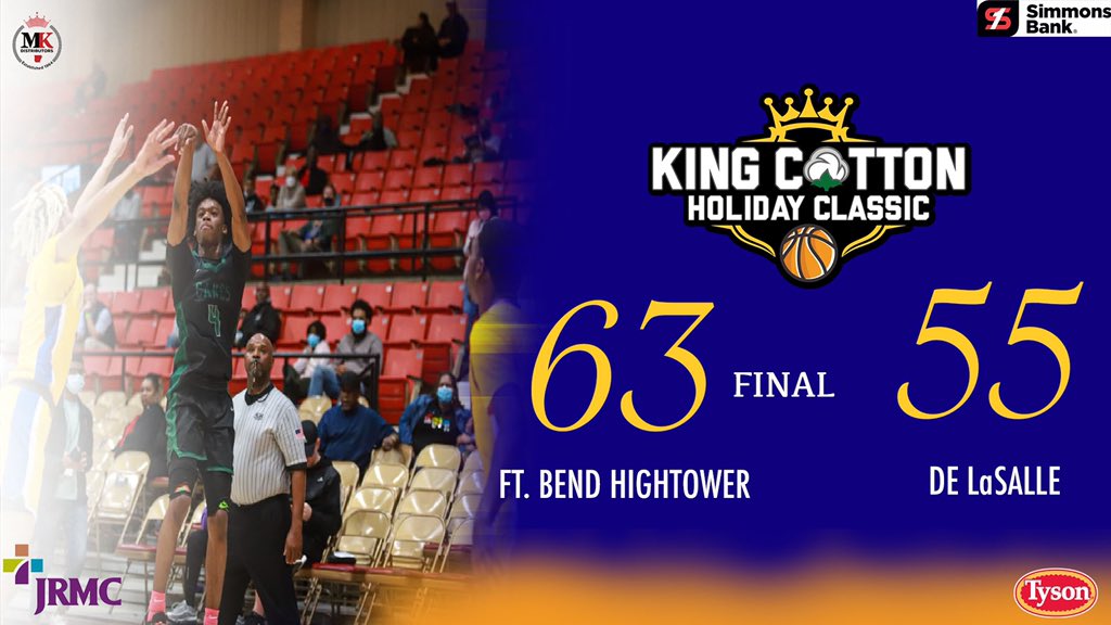 Game Final 🏀

Hightower <a href="/HHS_Boys_Bball/">HIGHTOWERboysbball</a> 63

🆚

De La Salle <a href="/meteorathletics/">Meteor Athletics</a> 55

Scoring Leaders 🗣

Aaron Williams Jr. 18 points 
Ja’Corey Chatman 18 points
Traeveon Hannah 12 points 

#TheRiseoftheKing x #KCHC2K21 👑