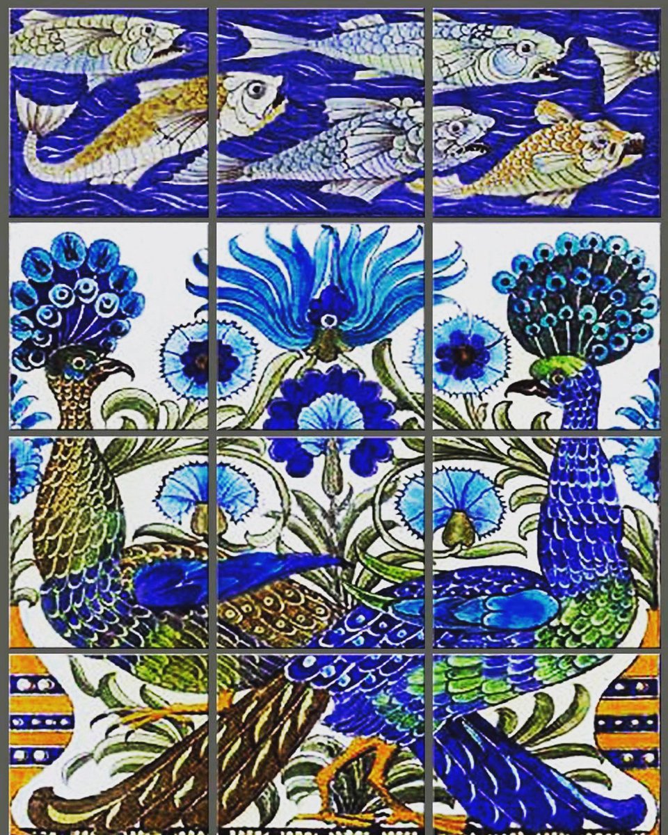 #Jupiter in Pisces, 28 Dec 2021. Let the #magic begin! William De Morgan Fish and Peacocks panel. #Pisces #Jupiter #tile