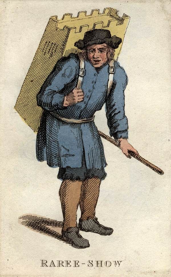 RealPreCinema's tweet photo. The βRaree Showβ was an exhibition of pictures or objects (or a combination of both), viewed through a small hole or magnifying glass into a #peepbox operated by a travelling itinerant showman. It was a popular form of entertainment during the 17th and 18th century in Europe. https://t.co/4j6fmCKMbn