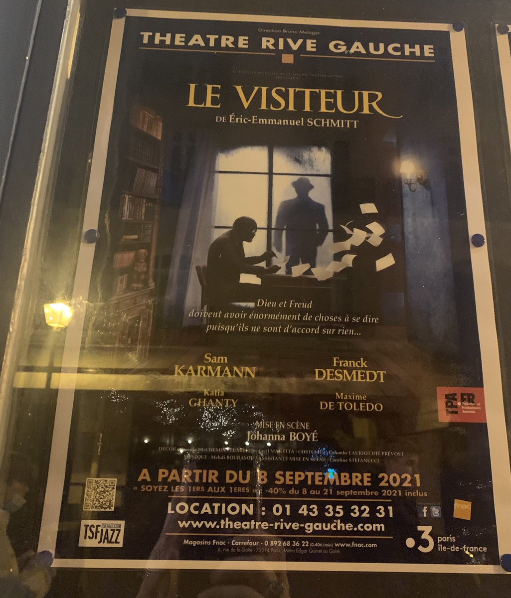 Cathy_Excoffier's tweet photo. #levisiteur : quand Dieu rencontre Freud… une pièce assez jubilatoire on rit …on est interpellé… un très bon moment et les acteurs nous remercient d’être là et de surmonter notre peur 😷 #soutenirlespectacle https://t.co/quOm3IZ9rz