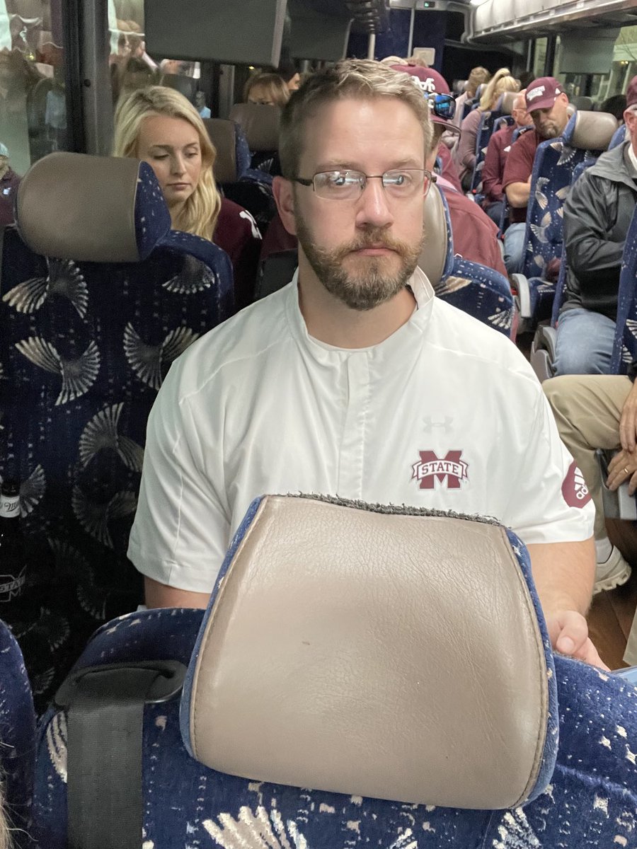 lynn_spruill's tweet photo. There are 4 of these buses full of ⁦@HailStateFB⁩ fans ready to watch ⁦@Coach_Leach⁩ win this Liberty Bowl. Let’s make some noise!! #HAILSTATE https://t.co/xwf23bC72c