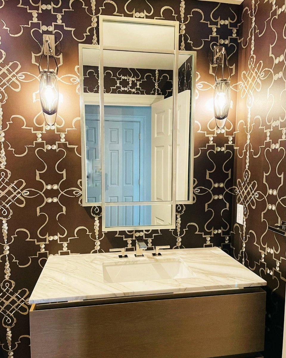 Is a printed backsplash for your bathroom sink your unique style? Don't settle for anything less in  your home than the design that defines you. #WillisKleinShowrooms #WillisKlein #LexingtonKY #Since1960