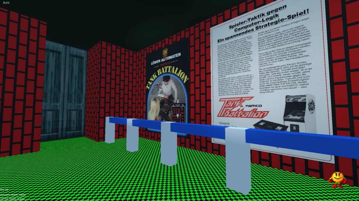 MonstermanMFR's tweet photo. Spent some time on Museum Maker last night. Essentially you will be able to make your own layouts for rooms, but for now I am going to focus on having some default layouts set up to use. Here's a room I made for Tank Battalion. #namcomuseum #museummaker #game #pc #GodotEngine https://t.co/dwhK649Sfd