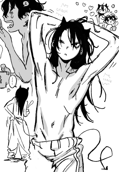 grabs him like a squeaky toy 