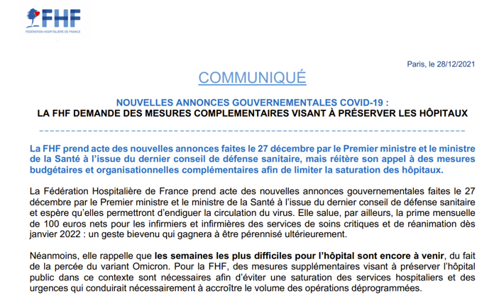 laFHF's tweet photo. Suite aux annonces du @gouvernementFR, la FHF réclame la mise en place par les ARS de plans de 
permanence des soins mobilisant les acteurs de santé de chaque territoire pour que chaque malade dispose d'un accès aux soins 24h/24, sans avoir à se rendre systématique aux urgences. https://t.co/ryLBx3zzDk