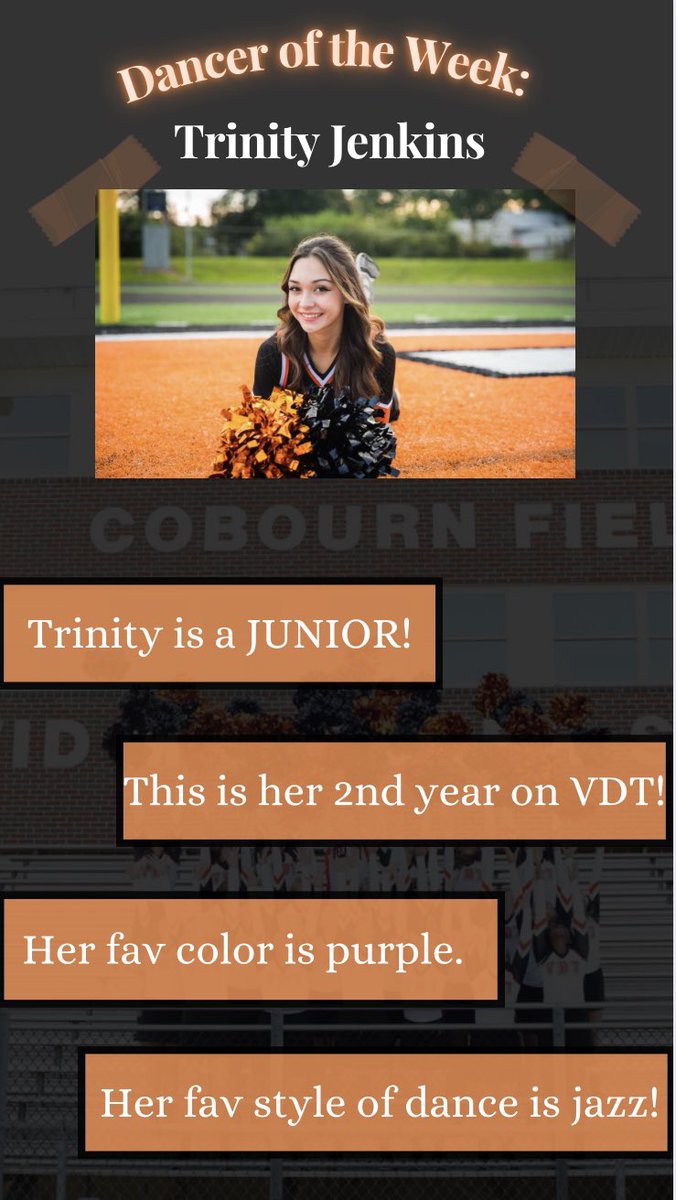 🧡🖤Happy Tuesday everyone!! We hope you’re having a great start to your week. Time to introduce our Dancer of the Week: <a href="/trinity48012598/">trinity jenkins</a> 🧡🖤