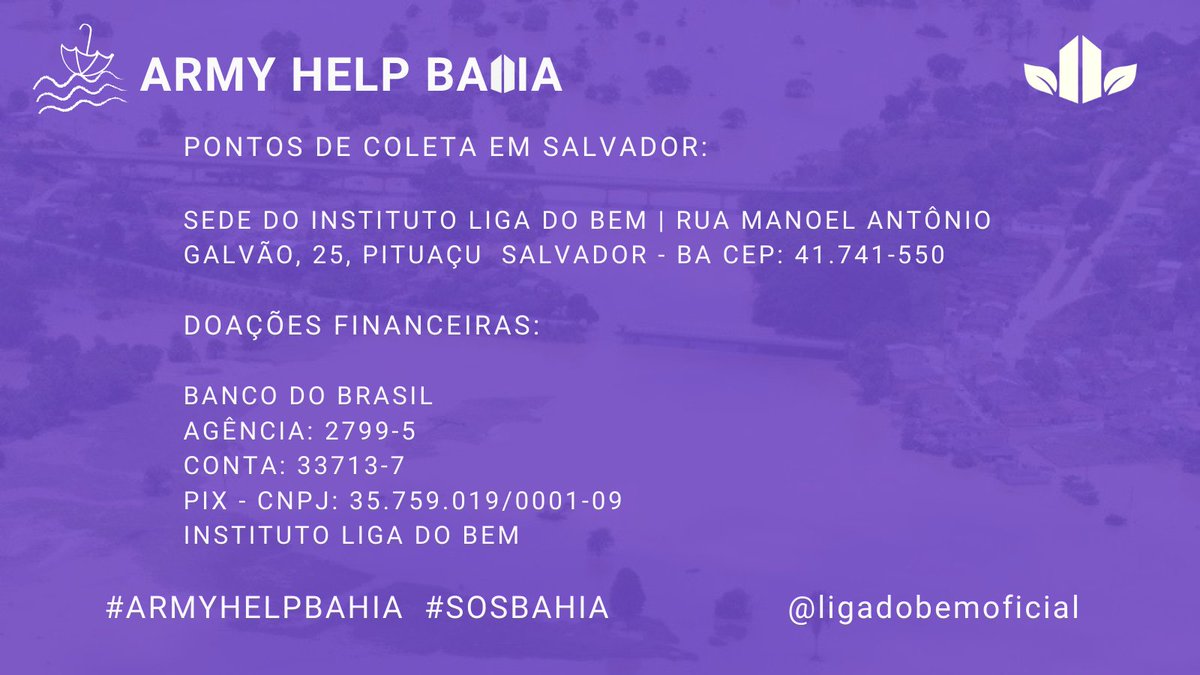 ARMY_HTP's tweet photo. META INICIAL
Ajude doando e divulgando!
Usem: #SOSsuldabahia #SOSBahia #ArmyHelpBahia https://t.co/2crS3qAZK7