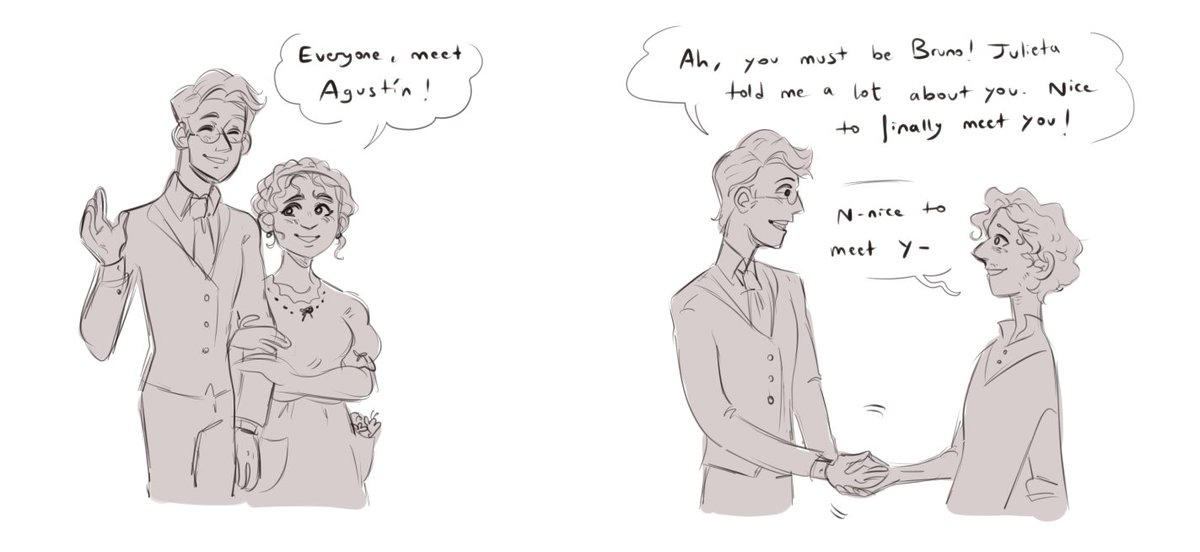 [#Encanto #encantofanart ] in which Julieta introduces her accident-prone novio to her family and Bruno has a premonition 