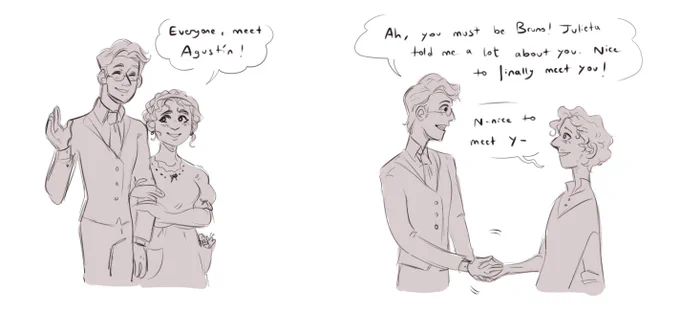 [#Encanto #encantofanart ] in which Julieta introduces her accident-prone novio to her family and Bruno has a premonition 
