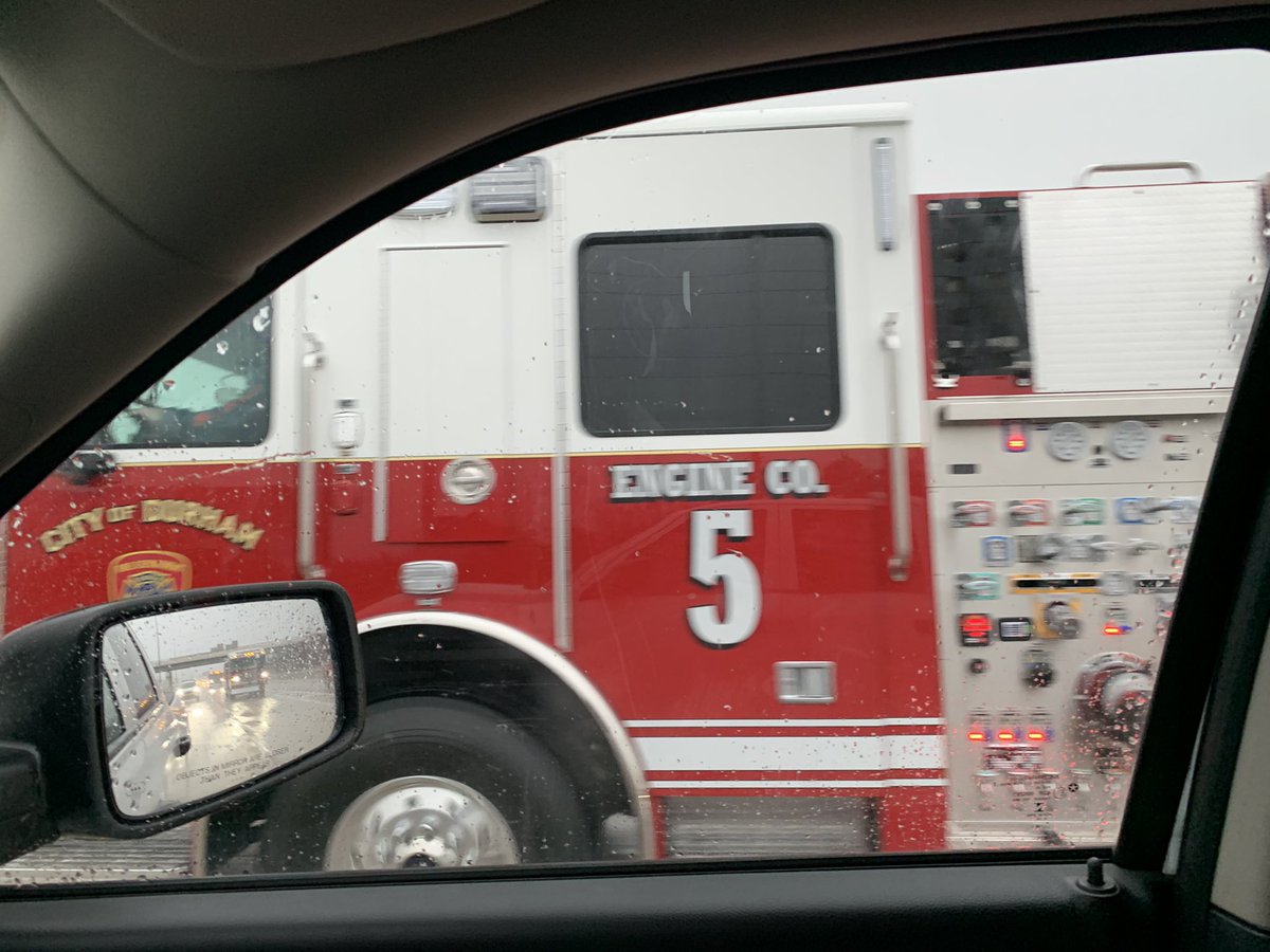 scartmill's tweet photo. It looks like @durhamcityfire is having quintuplets.  Sharp looking engines headed out of Columbus this evening. https://t.co/rLvvtUVeWG
