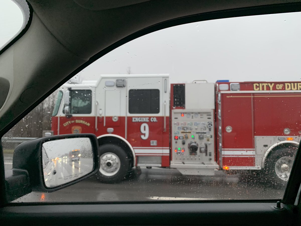 scartmill's tweet photo. It looks like @durhamcityfire is having quintuplets.  Sharp looking engines headed out of Columbus this evening. https://t.co/rLvvtUVeWG