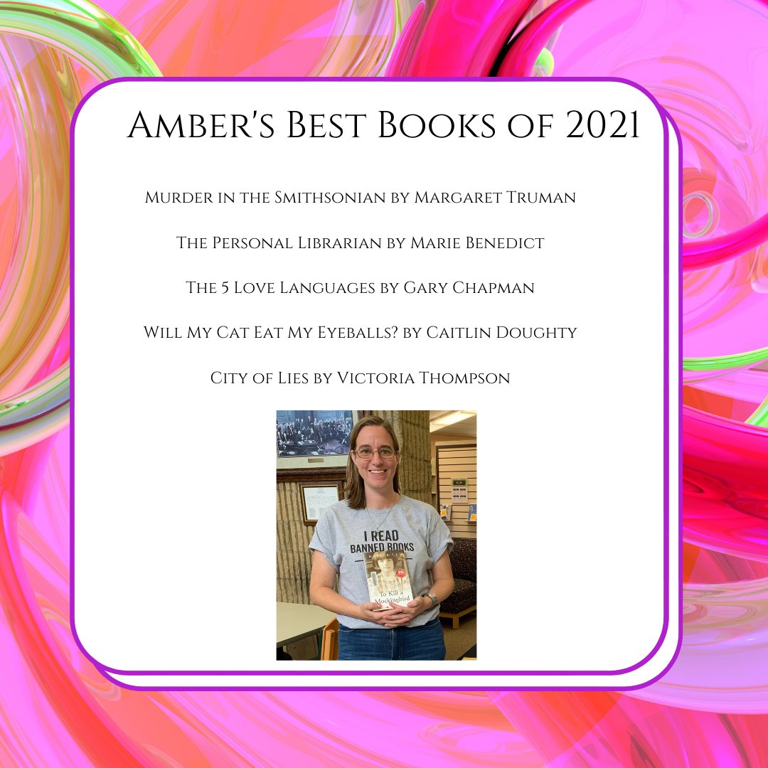 As the year comes to an end, we asked staff what their favorite books of the year were. 
What were your favorite books of the year? Have you read any on Ambers's list?

#bestbooksof2021 #librarian #bookworm #bookish #books