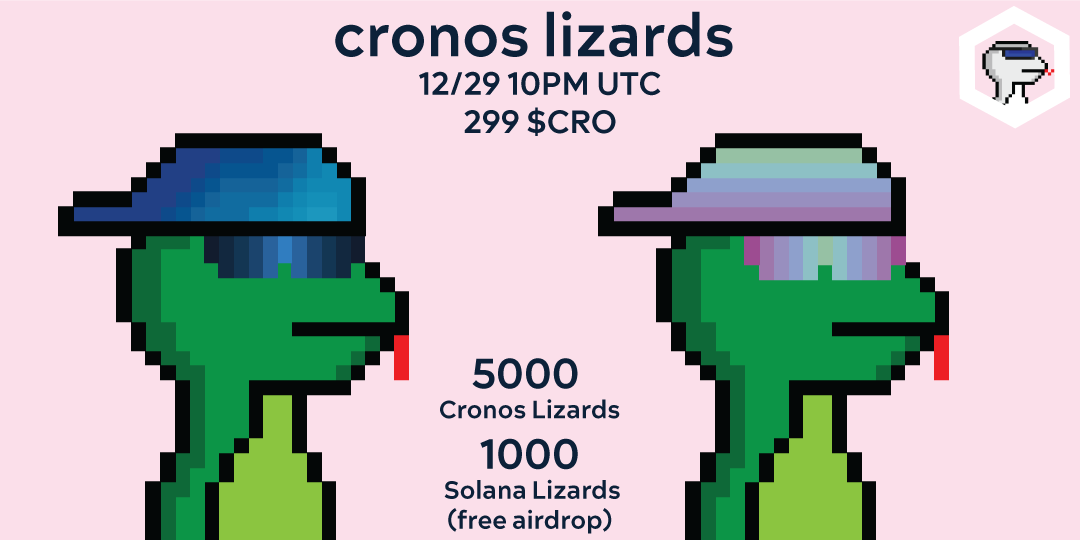 badlizzys's tweet photo. Giveaway🎉

We're giving away 1 Sol &amp; 250 CRO to celebrate our mint tomorrow🤝

To Enter:
- Follow @CronosLizards 
- RT &amp; Tag 3
- Verify in Discord: https://t.co/kEK1AoOajr

🚨The first 1000 minters will receive an airdropped lizard from our @solana collection🦎

#CRO #SolanaNFT https://t.co/w5JfosQDAZ