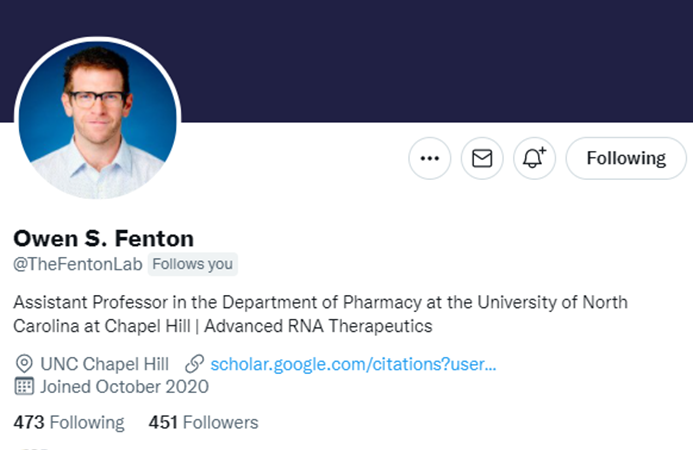 We are delighted to welcome <a href="/TheFentonLab/">Owen S. Fenton</a> to DPMP &amp; <a href="/UNCPharmacy/">UNC Pharmacy</a>! 🎉🎉