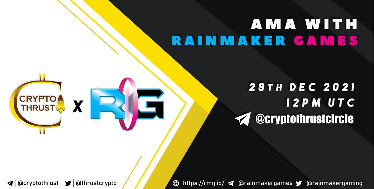 thrustcrypto's tweet photo. #CryptoThrust will be Co-hosting #AMA with @RainmakerGaming
DATE: 29th December 2021
TIME: 12 PM UTC
VENUE: https://t.co/wE6ZR5RZ1G https://t.co/2KW5q3brzC