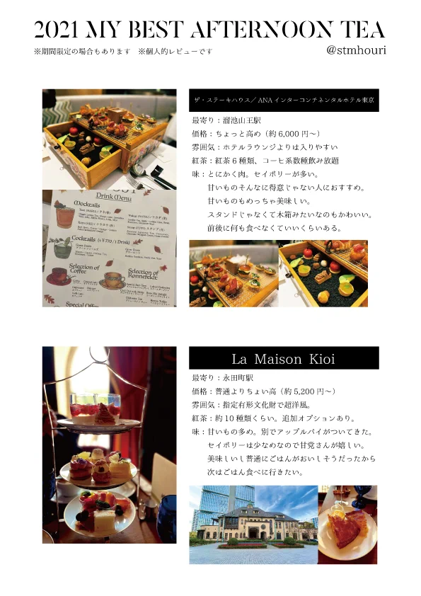 都内在住の人は参考になる？アフタヌーンティーのレビュー4選！