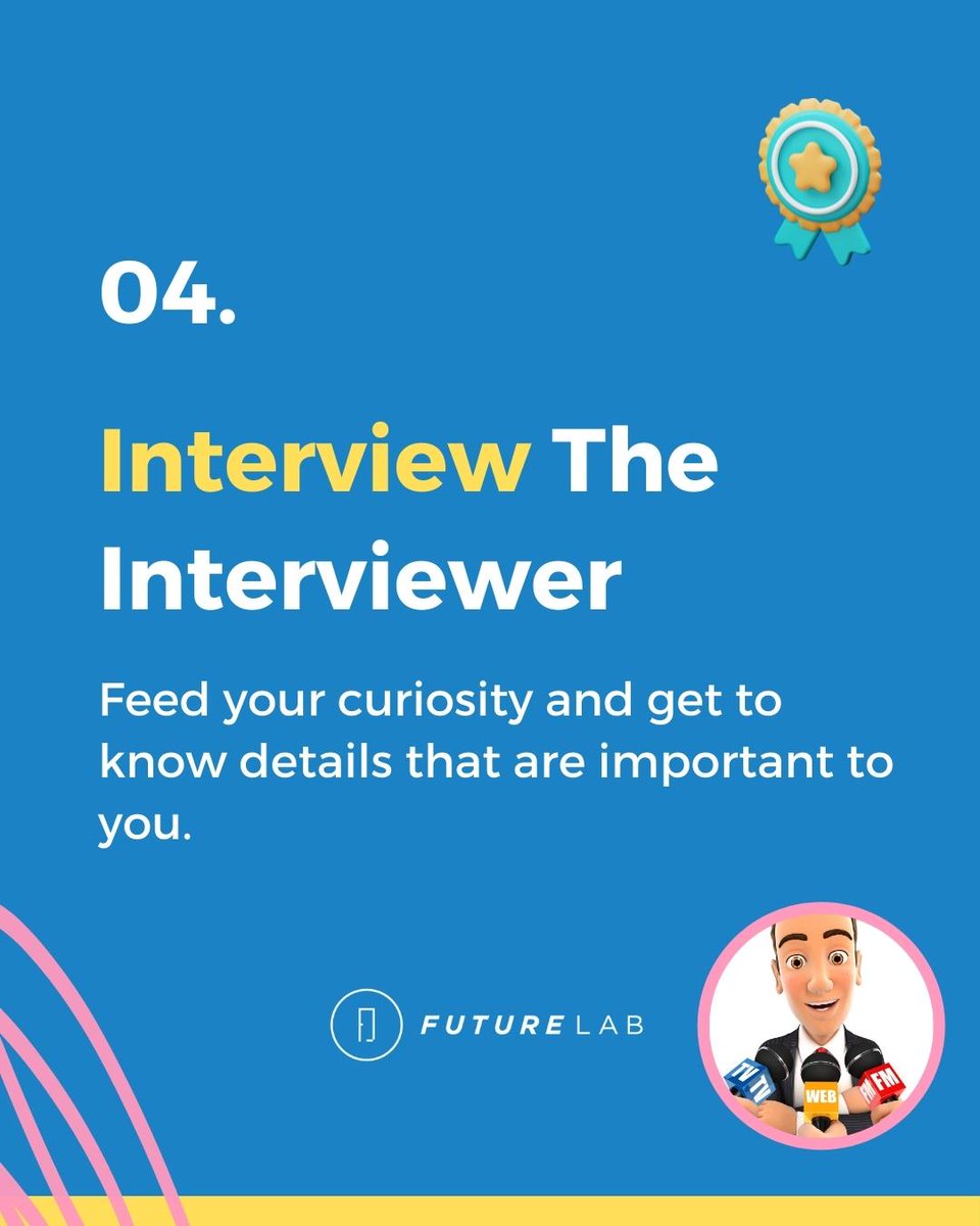 FutureLab_my's tweet photo. Some TIPS for everyone to prepare for a job interview!

Here are 4 tips on how to make a great impression:
1. Do Your Research
2. Practice Makes Perfect
3. Share Examples of Your Work
4. Interview the Interviewer

#mentorship #jobinterview #tipoftheday #interviewprep #careerguide https://t.co/4sTi5OkfEQ