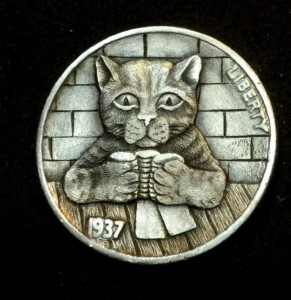 Hobo_Nickel_Soc's tweet photo. December 28 = #NationalCardPlayingDay My #cat quit playing poker with the big #cats too many cheetahs  #HoboNickel #CoinCarvings by #HowardThomas @PurrgatoryCats https://t.co/tTeq2aTxjf