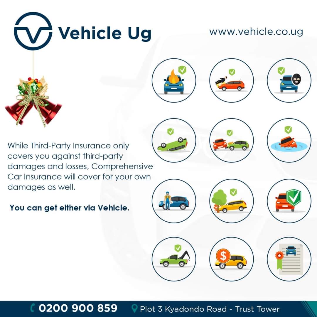 Vehicle_UG's tweet photo. Are you looking for Third-party Insurance or Comprehensive Car Insurance this festive season?
You can get either via https://t.co/ygz3aj4iyl
#Vehicle #ComprehensiveMotorCover #MotorCover #RoadSafety #XmasRoadChallenge #Christmas https://t.co/u7wVyxEPAa