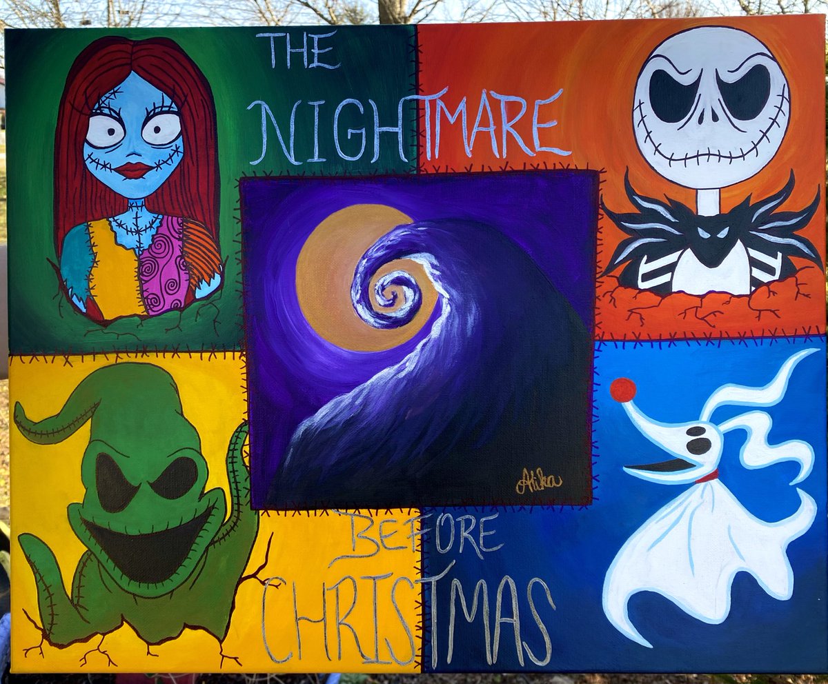AlikaAnderson's tweet photo. Custom Nightmare Before Christmas Painting🎄✨ #art https://t.co/QLsrlgPmcZ