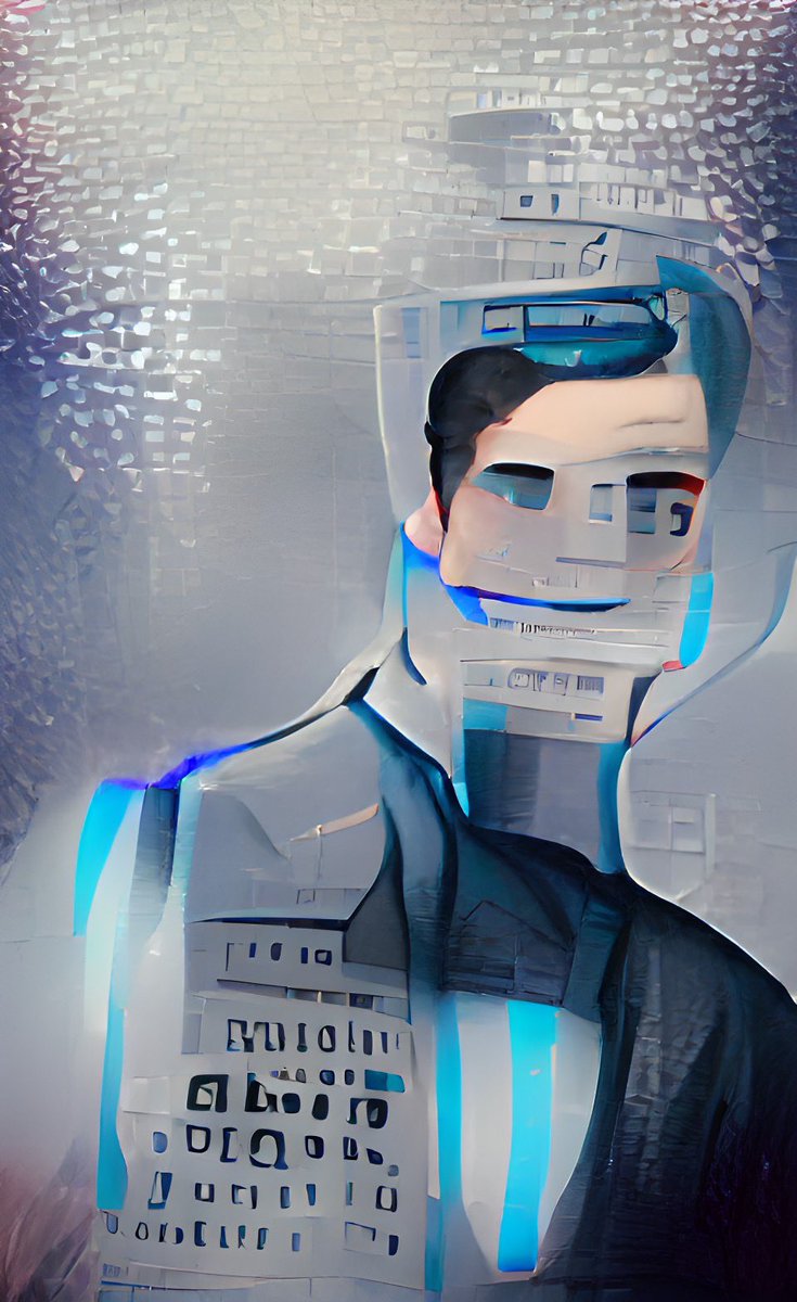 daneylion's tweet photo. “my name is connor. I’m the android sent by cyberlife.”

gave this quote as a prompt to an ai art generator and it made these! I think they’re beautiful! 💙 #rk800 #dbh https://t.co/9ID8KMwB7e