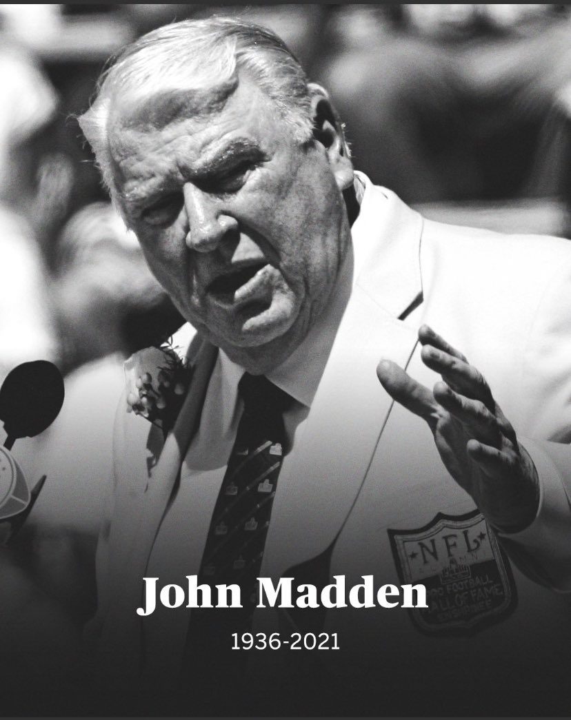 Cowboys’ owner Jerry Jones: “I am not aware of anyone who has made a more meaningful impact on the National Football League than John Madden, and I know of no one who loved the game more.”