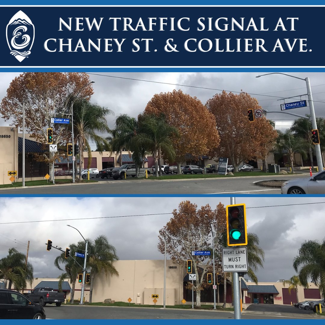 CtyLakeElsinore's tweet photo. The new Traffic Signal at Chaney Street and Collier Avenue is now live. π¦π¦π¦
This new signal, funded by nearby private development, will greatly improve #PublicSafety at this busy intersection for LE drivers. π
#LakeElsinore #SpotlightLE https://t.co/K9NkCFvhbz