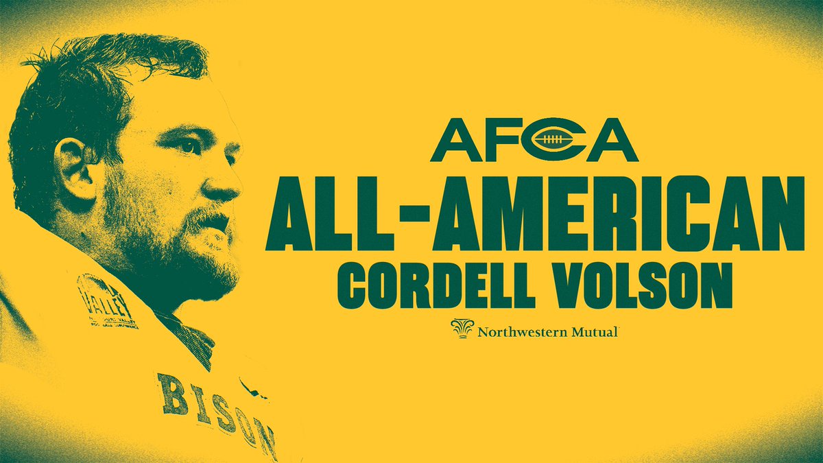NDSUfootball's tweet photo. ICYMI: Volson picks up his fifth All-America honor this season #GoBison 

Full Story 👉 https://t.co/UPIc0jCHpF https://t.co/uiGTiR3tb7