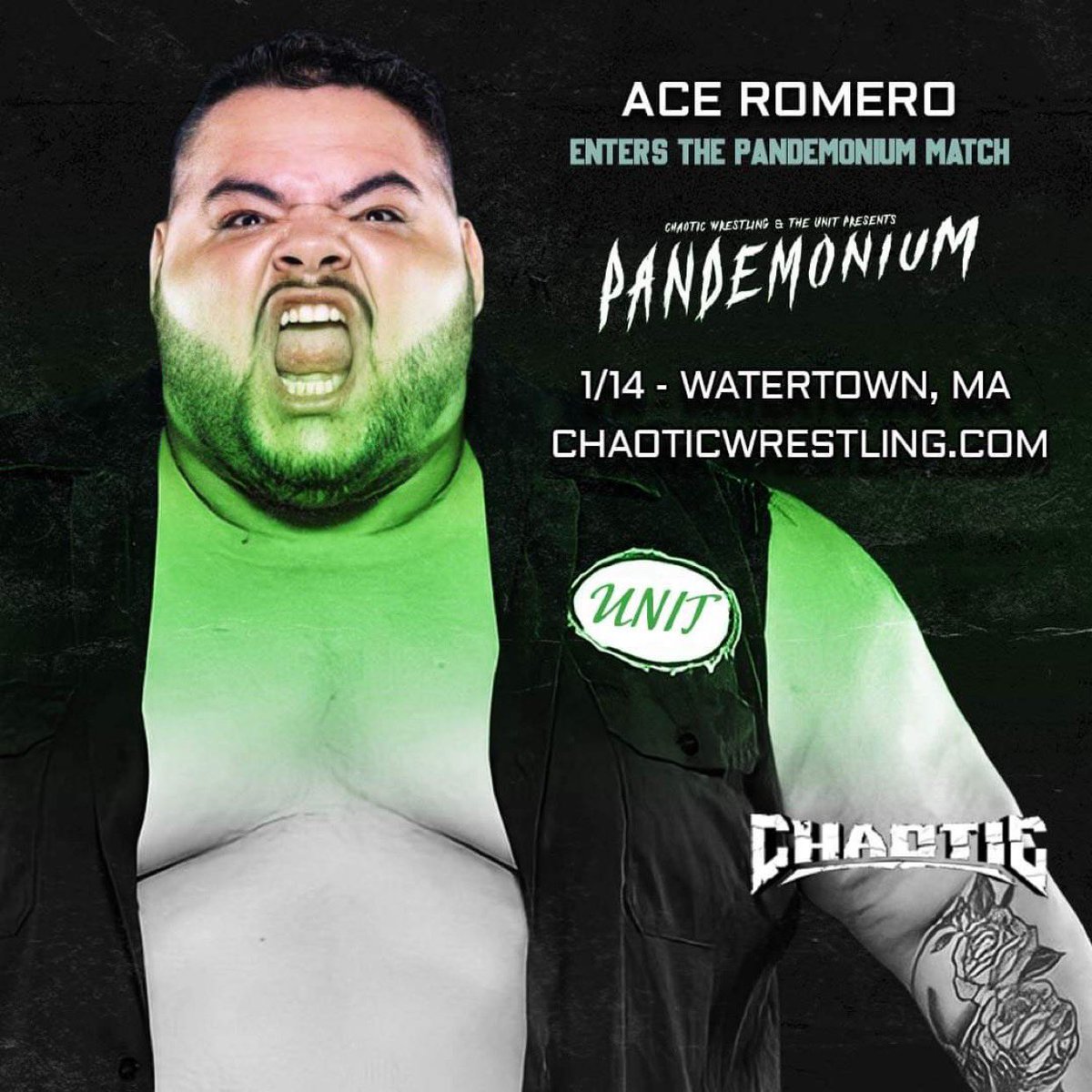 thejtdunn's tweet photo. Announced Entrants for #TheUnitPresents #ChaoticPandemonium Match so far: 

❕CW Championship On The Line 
• Davienne (c)
• Ace Romero
• Mike Verna 
• Shannon Levangie

🗓 January 14th 2022 
📍 Watertown, MA 
🎟 Tickets: https://t.co/WxFWvNcgF1 https://t.co/ZkMrkuMEpw