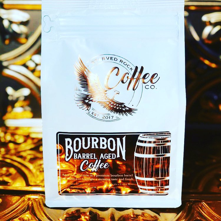 We dropped a bag of Colombian coffee into a fresh dumped Buffalo Trace Mash Bill #1 barrel. Limited release!! #Coffee #bourbon #specialtycoffee #NewYear #starvedrock #chicago #espresso