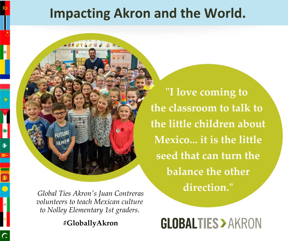 globaltiesakron's tweet image. When @JuanE_Contreras emigrated to the U.S. from Mexico he never imagined he'd be teaching 1st graders at Nolley Elementary about his Mexican culture.

Help us continue this sort of education program by making a donation this week: paypal.com/donate...