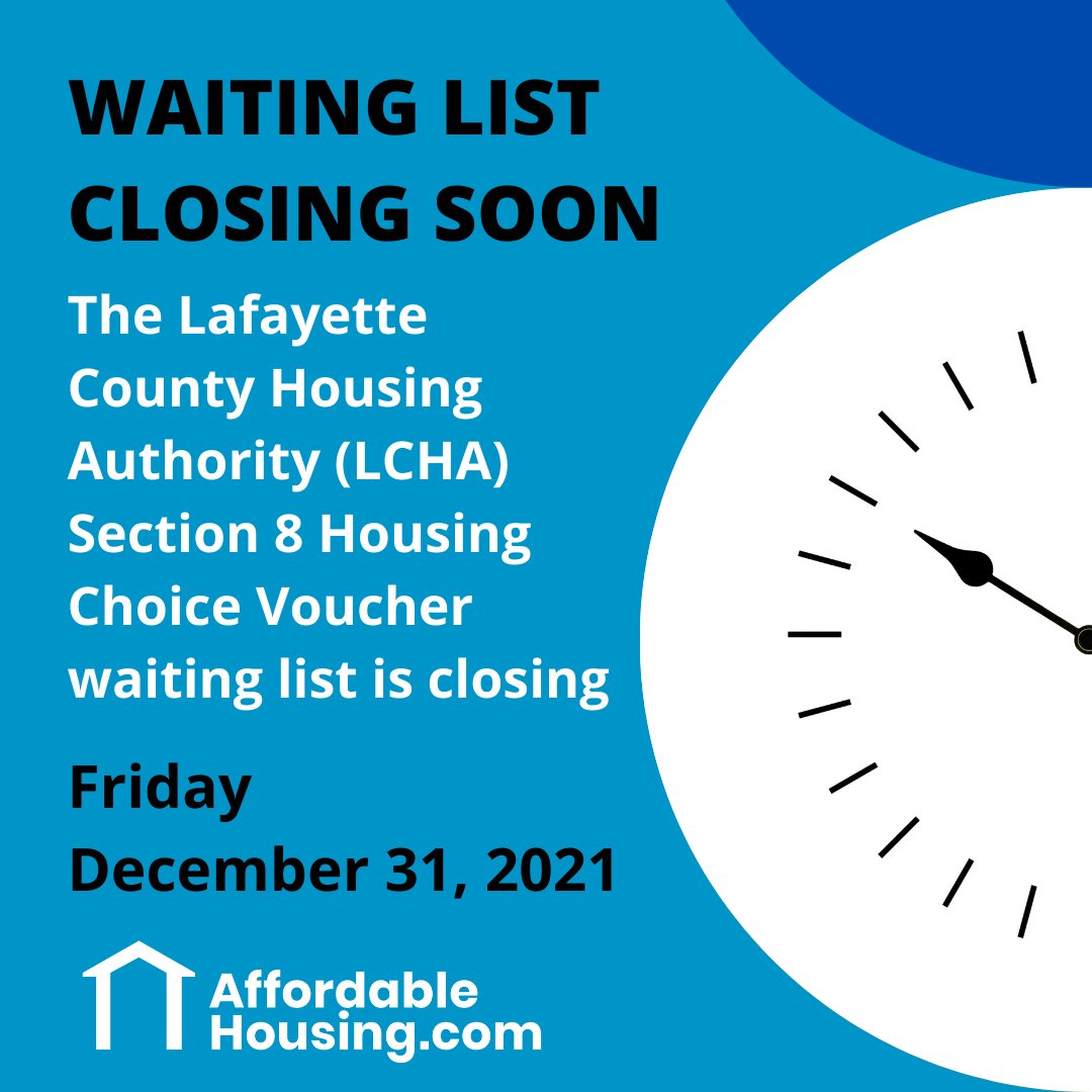 gosection8's tweet photo. Lafayette County Housing Authority Section 8 Housing Choice Voucher waiting list is closing soon. https://t.co/b53JZjRzNi #affordablehousing #affordable_housing #gosection8 #housingnews #section8 https://t.co/iO6NRqPJmc