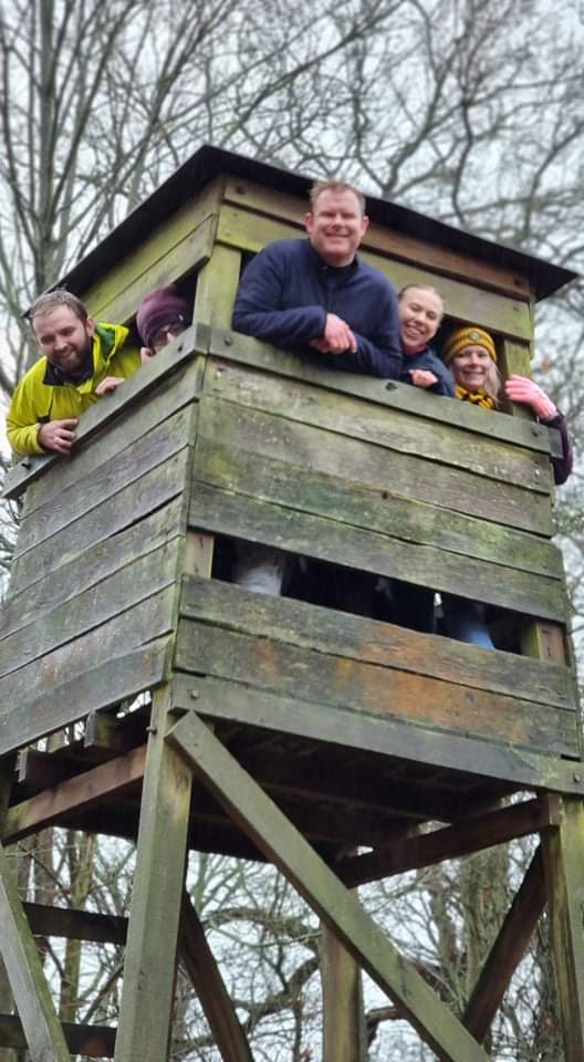 officialjacobi2's tweet photo. Some of our actors on the Annual Goblin Hunt at Salcey Forest. Not pictured - those who were too scared to climb into the watchtower! https://t.co/l9UINb231D