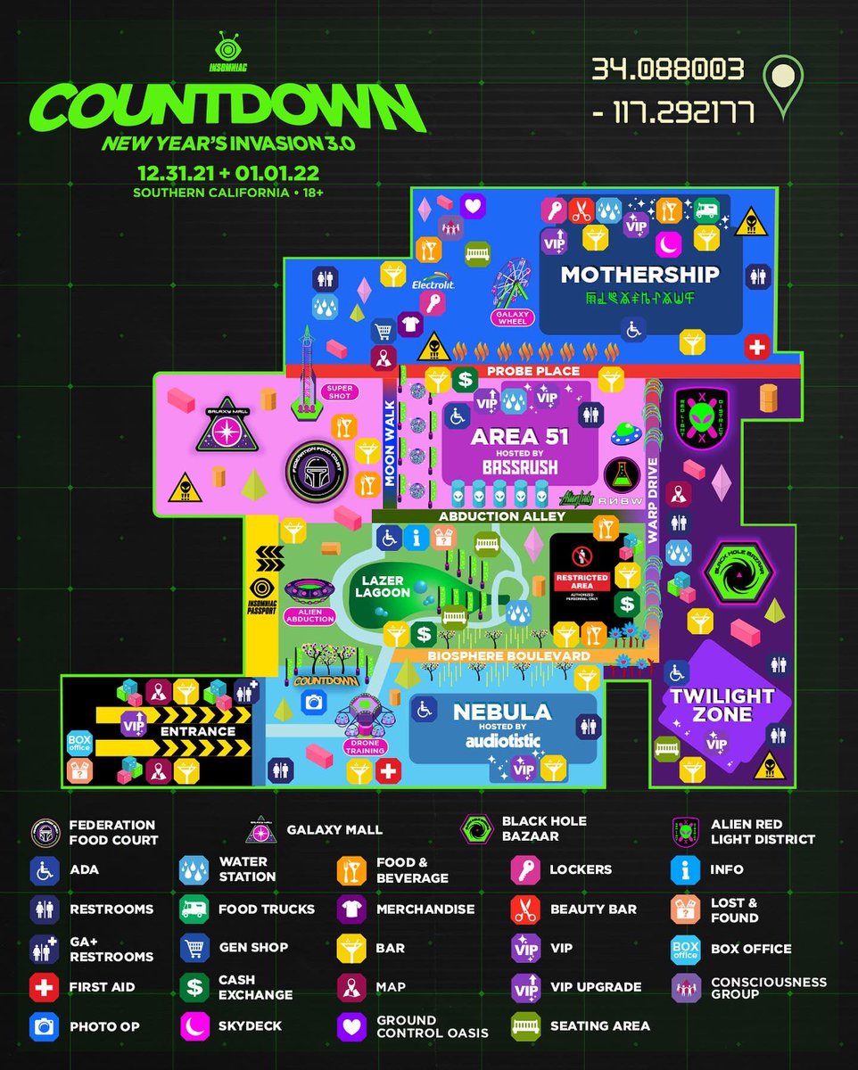 2022 Countdown NYE venue map