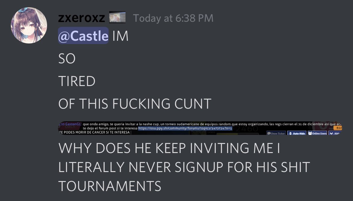 tongas_osu's tweet photo. ??????????? dude i have never talked with him before and i just wanted to invite him to my tournament what the fuck is wrong with him????????? https://t.co/8r8Zgar0k7
