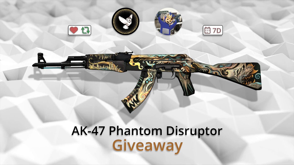 Owly_CS's tweet photo. 🎁 AK-47 Phantom Disruptor FT Giveaway 🥳

✅ Like
✅ Retweet
✅ Follow @Owly_CS and @0xTnK

⏰ Ends in 7 days
🍀 Good Luck

#CSGO #CSGOGiveaway #giveaway https://t.co/FehF1D4NnK