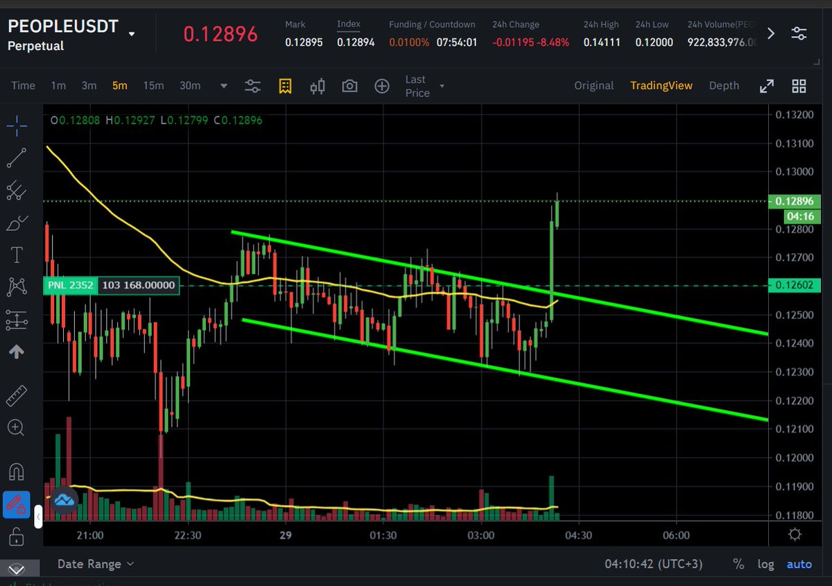 PhilakoneCrypto's tweet photo. I sat here for 2 hours watching a movie and #PEOPLE on the 15s chart waiting for this breakout. Guess what? I caught it. Because I'm a boss. https://t.co/1zNJN6Aj7C